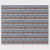 Papier Cadeau Noël Caroling Snowmen Dans Les Flèches De Neige (Plat)