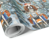 Papier Cadeau Noël Cavalier King Charles Spaniel (Coin rond)