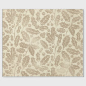 Papier Cadeau Noël champagne : Feuilles et baies sèches (Plat)