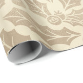 Papier Cadeau Noël champagne : Feuilles et baies sèches (Coin rond)