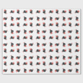Papier Cadeau Noël Chat Noir Fêtes (Plat)