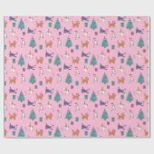 Papier Cadeau Noël Chats et arbres Motif de vacances (Plat)