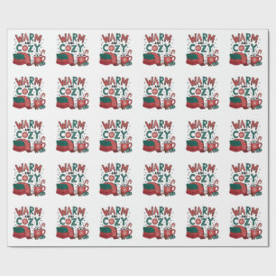Papier Cadeau Noël chaud et cosy, chocolat chaud de Noël