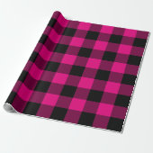 Papier Cadeau Noël chaud rose et noir de Buffalo Plaid (Déroulé)