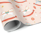 Papier Cadeau Noël Cheval Art populaire (Coin rond)