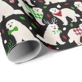 Papier Cadeau Noël Chiens des Pyrénées Chiens enveloppant du pap (Coin rond)