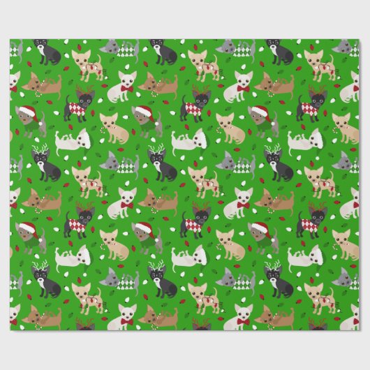 Papier Cadeau Noël Chihuahua Tous les manteaux (Plat)