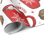 Papier Cadeau Noël Chocolat chaud et bonbons Papier à envelopper (Coin rond)