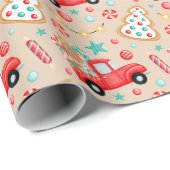 Papier Cadeau Noël Classique Festive Fun Cute (Coin rond)