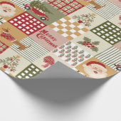 Papier Cadeau Noël Classique Patchwork Vintage (Coin)