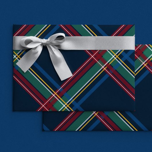 Papier Cadeau Noël classique plaid vacances colorées
