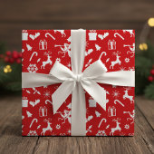 Papier Cadeau Noël Classique Rouge Et Blanc Des Années 1950