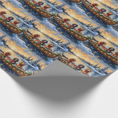 Papier Cadeau Noël Cocker Spaniel Bateau Fêtes (Coin)