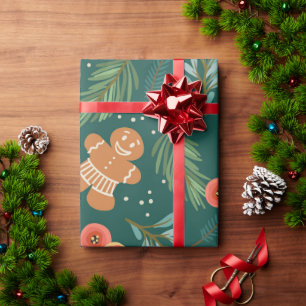 Papier Cadeau Noël Coeurs Vintages Pain d'épices Pays mignonne