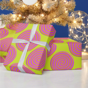 Papier Cadeau Noël coloré Fuchsia Orange Candy Spiral