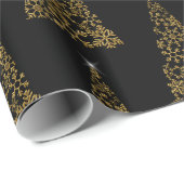 Papier Cadeau Noël contemporain noir et or (Coin rond)