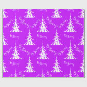 Papier Cadeau Noël contemporain violet et blanc (Plat)