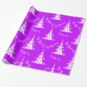 Papier Cadeau Noël contemporain violet et blanc (Déroulé)