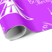 Papier Cadeau Noël contemporain violet et blanc (Coin rond)
