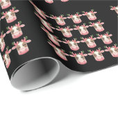 Papier Cadeau Noël Coquette vache Highland Ouest Noël (Coin rond)