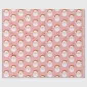 Papier Cadeau Noël Cosy Retro Pink Santa Claus (Plat)