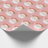 Papier Cadeau Noël Cosy Retro Pink Santa Claus (Coin)