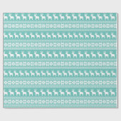 Papier Cadeau Noël Côte Turquoise Flamme de neige Reindeer Fête (Plat)