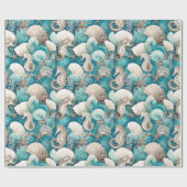 Papier Cadeau Noël côtier Bold Motif hippocampe #4 ID1009 (Plat)