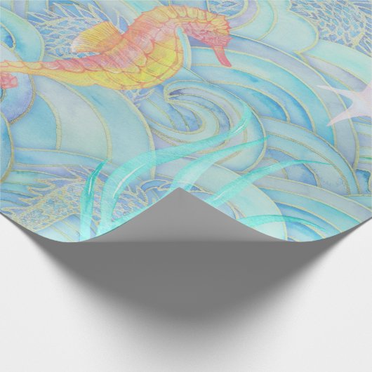 Papier Cadeau Noël côtier mignon Créatures sous-marines (Coin)