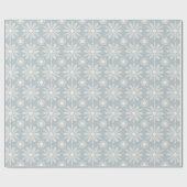 Papier Cadeau Noël Crème Rustique et Flocon de Neige Bleu (Plat)