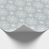 Papier Cadeau Noël Crème Rustique et Flocon de Neige Bleu (Coin)