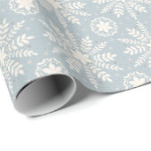 Papier Cadeau Noël Crème Rustique et Flocon de Neige Bleu (Coin rond)