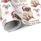 Papier Cadeau Noël Cute Pekingese (Coin rond)