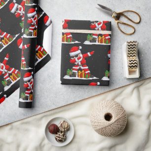 Papier Cadeau Noël Dabbing Père Noël Fun Winter Holidays