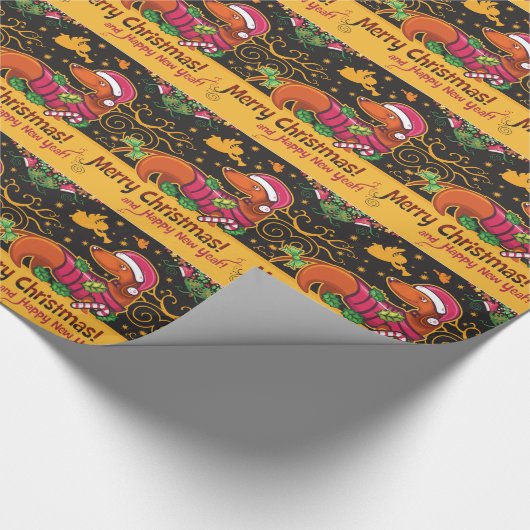 Papier Cadeau Noël Dachshund (Coin)