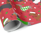Papier Cadeau Noël Dachshund Tous les manteaux (Coin rond)