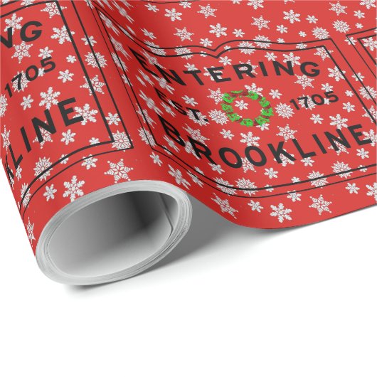 Papier Cadeau Noël dans Brookline Signe entrée (Coin rond)