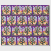 Papier Cadeau Noël dans le désert Sud-Ouest Saguaro Cactus (Plat)