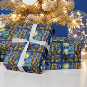 Papier Cadeau Noël dans le désert Sud-Ouest Saguaro Cactus