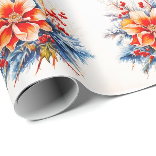 Papier Cadeau Noël dans le sud Floral Magnolia (Coin rond)