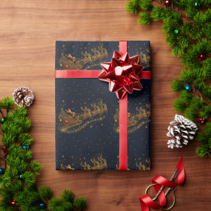 Papier Cadeau Noël dans les Étoiles Le traîneau du Père Noël