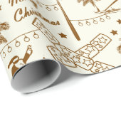 Papier Cadeau Noël dans Tropical Australia Gold Toile  (Coin rond)