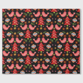 Papier Cadeau Noël d'art populaire scandinave (Plat)