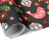 Papier Cadeau Noël d'art populaire scandinave (Coin rond)