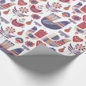 Papier Cadeau Noël d'art populaire traditionnel scandinave (Coin)