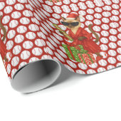 Papier Cadeau Noël de baseball à thème pour les Amoureux de les (Coin rond)