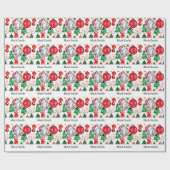 Papier Cadeau Noël de baseball avec Santa Hat (Plat)