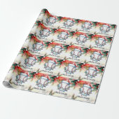 Papier Cadeau Noël de baseball avec Santa Hat (Déroulé)