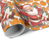 Papier Cadeau Noël de basket-ball avec le Père Noël (Coin rond)