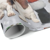 Papier Cadeau Noël de Basset Hound (Coin rond)